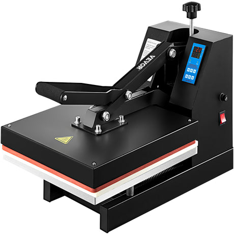 Side profile of the 38 x 38 cm clamshell heat press machine