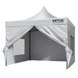 White 3 x 3 m pop up gazebo with sidewalls fitted, set up outdoors