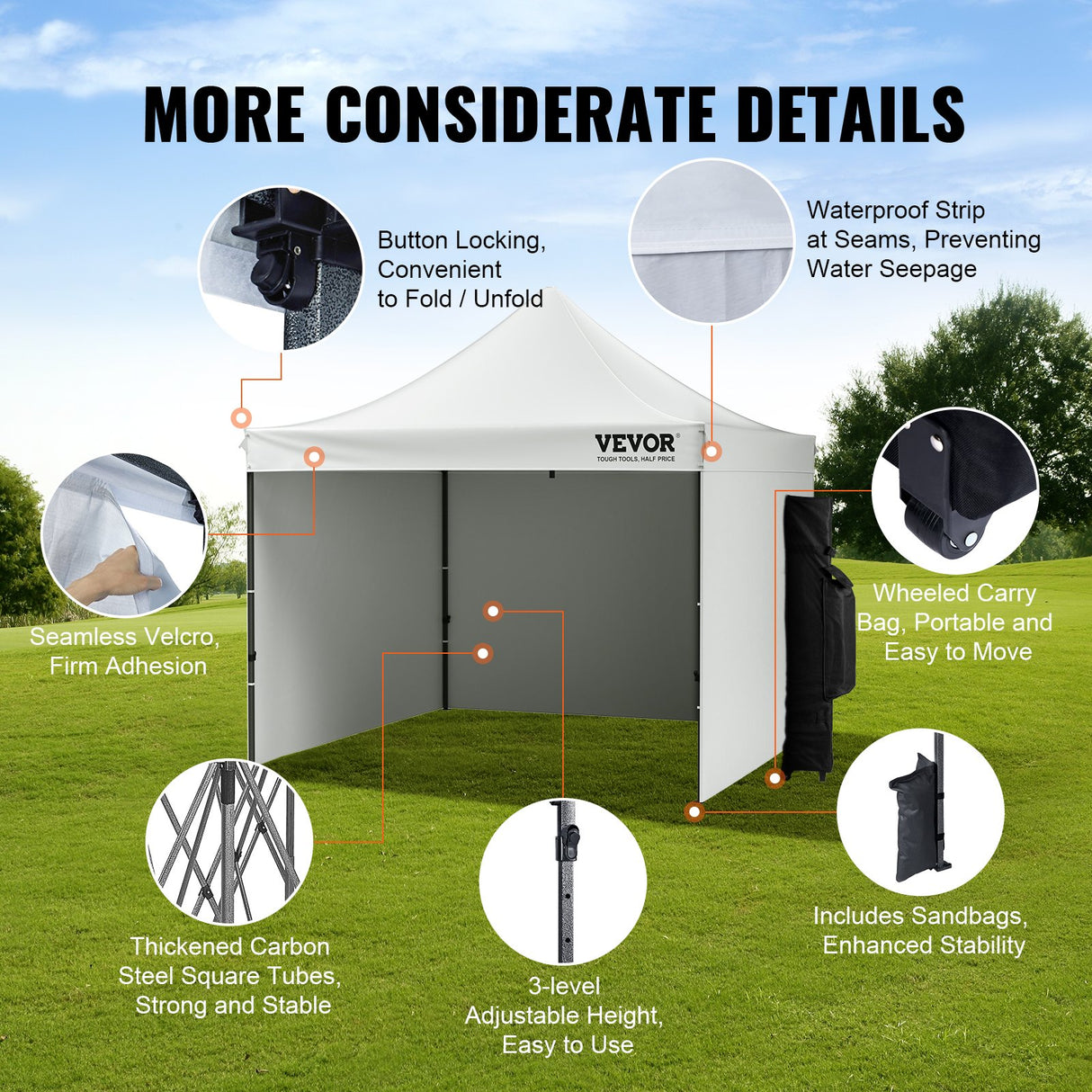 Height adjustment mechanism on the pop up gazebo leg
