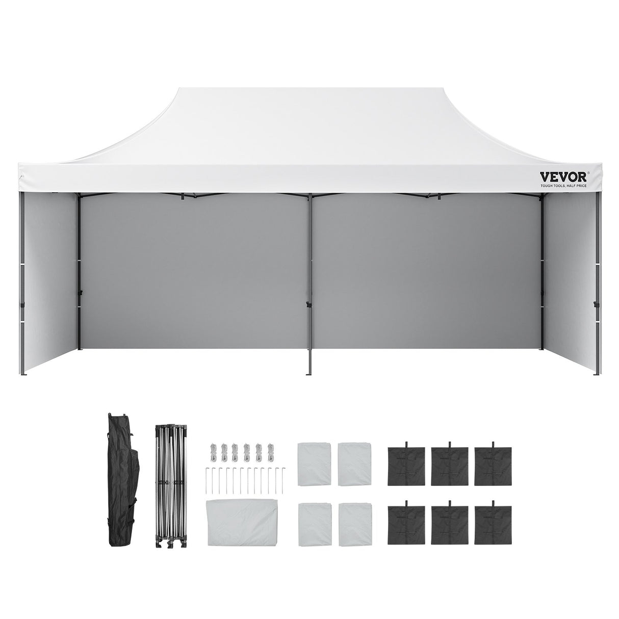 Folded gazebo packed inside its wheeled storage bag