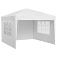 Pop up gazebo 2.95 x 2.95 m set up outdoors with three sidewalls fitted
