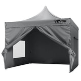 White 3 x 3 m pop up canopy with sidewalls set up on a lawn