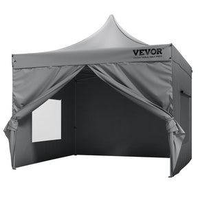 White 3 x 3 m pop up canopy with sidewalls set up on a lawn