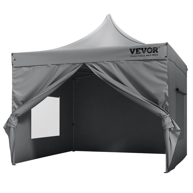 White 3 x 3 m pop up canopy with sidewalls set up on a lawn