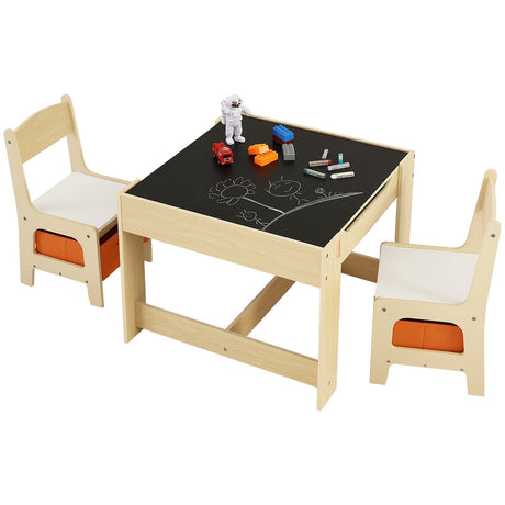 Kids wooden activity table and chair set with storage boxes
