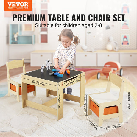 Kids wooden activity table and chair set with storage boxes