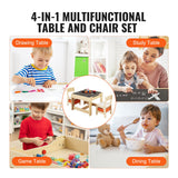Kids wooden activity table and chair set with storage boxes