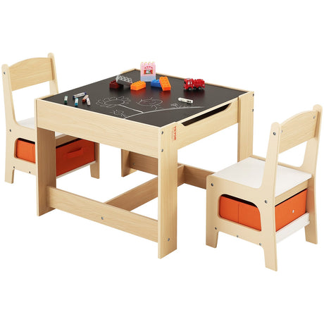 Kids wooden activity table and chair set with storage boxes