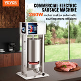 Front view of the vertical 260 W electric sausage stuffer