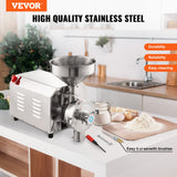 Front view of the 2200 W grain mill showing start and stop buttons