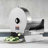 Evenly sliced potatoes produced by the electric slicer