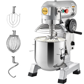 Commercial stand mixer with 16.5 L stainless steel bowl and safety shield