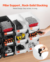 Plastic stackable storage bins 12 pack black and transparent