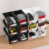 Plastic stackable storage bins 12 pack black and transparent