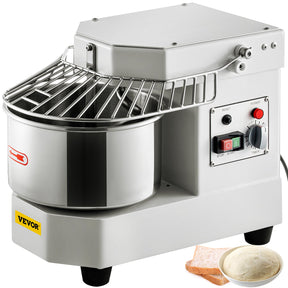 Commercial 8 L tilt head dough mixer with stainless steel bowl and safety shield