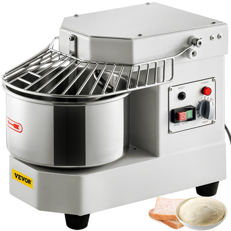 Commercial 8 L tilt head dough mixer with stainless steel bowl and safety shield
