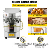 Stainless steel 8 L mixing bowl removed from the dough mixer