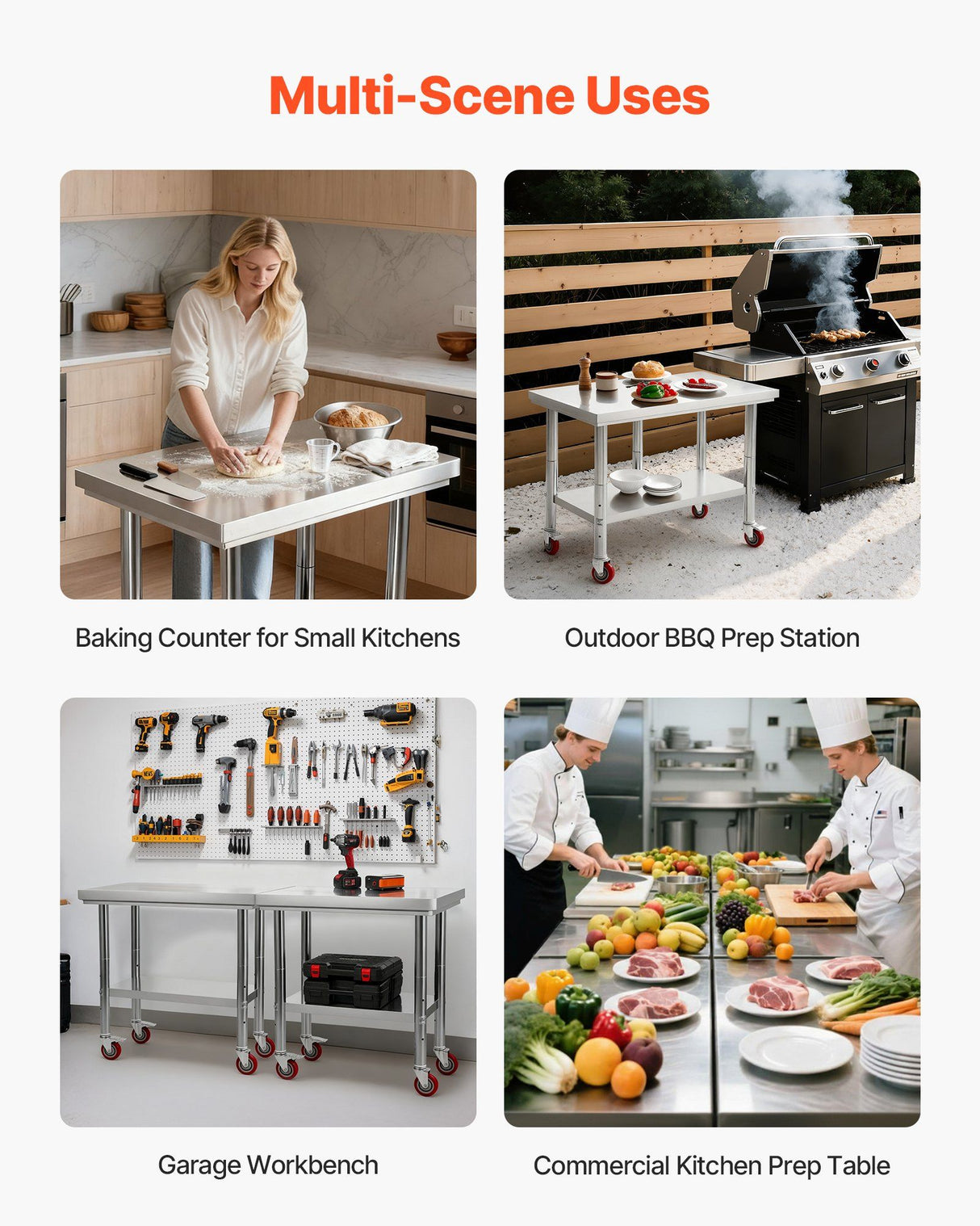Port Douglas Stainless Steel Work Table, Silver