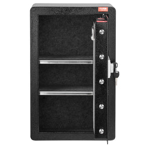 Garda single door steel safe box with digital keypad and key lock in black
