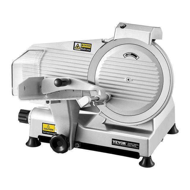Electric meat slicer with 250 mm carbon steel blade and 180 W motor