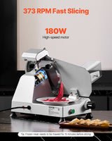 Side view of the 250 mm deli slicer showing carriage and blade shield