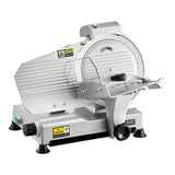 Cheese and bread being sliced on the 250 mm food slicer