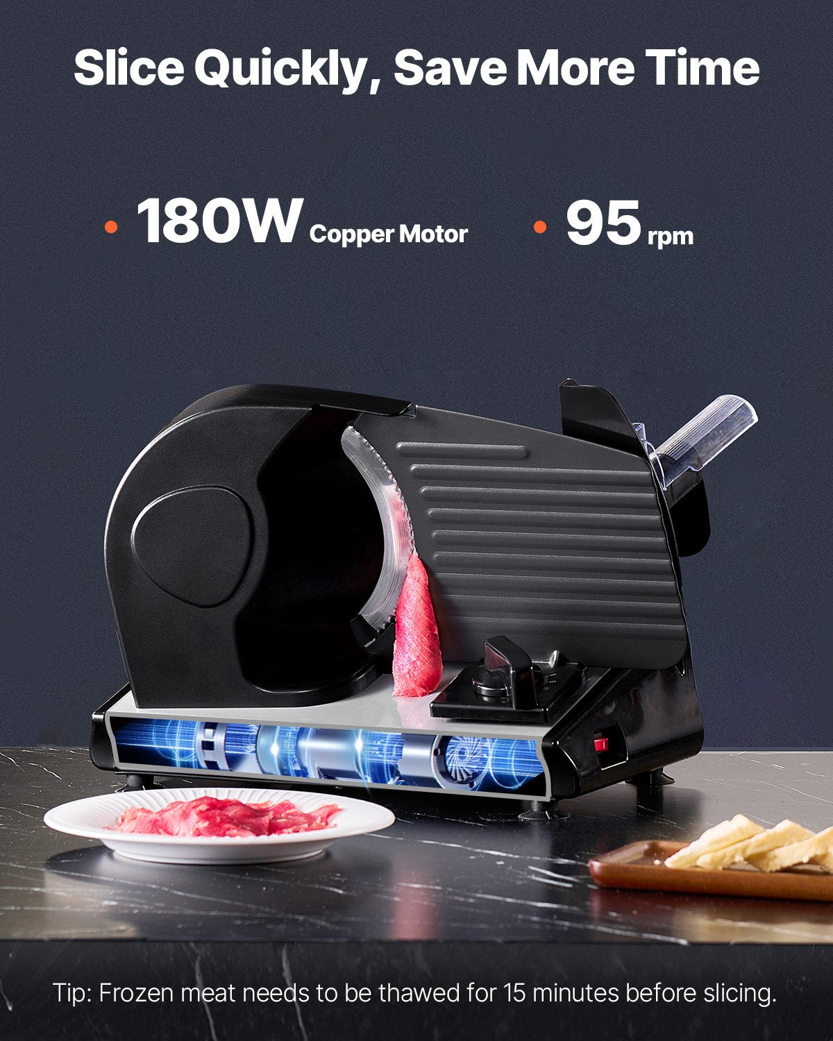 190 mm SUS420 stainless steel blade of the electric food slicer