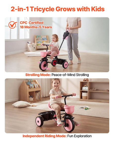 Toddler Tricycle and Stroller with Parent Push Handle - view 2