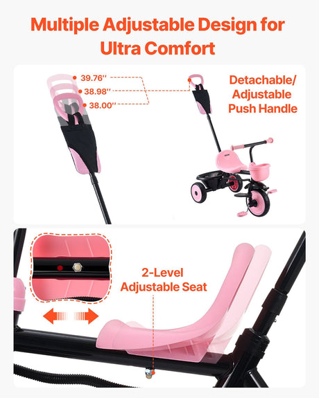 Toddler Tricycle and Stroller with Parent Push Handle - view 4
