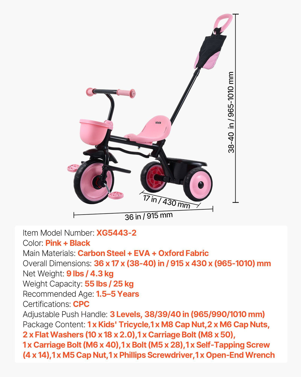 Toddler Tricycle and Stroller with Parent Push Handle - view 7