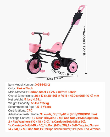 Toddler Tricycle and Stroller with Parent Push Handle - view 7