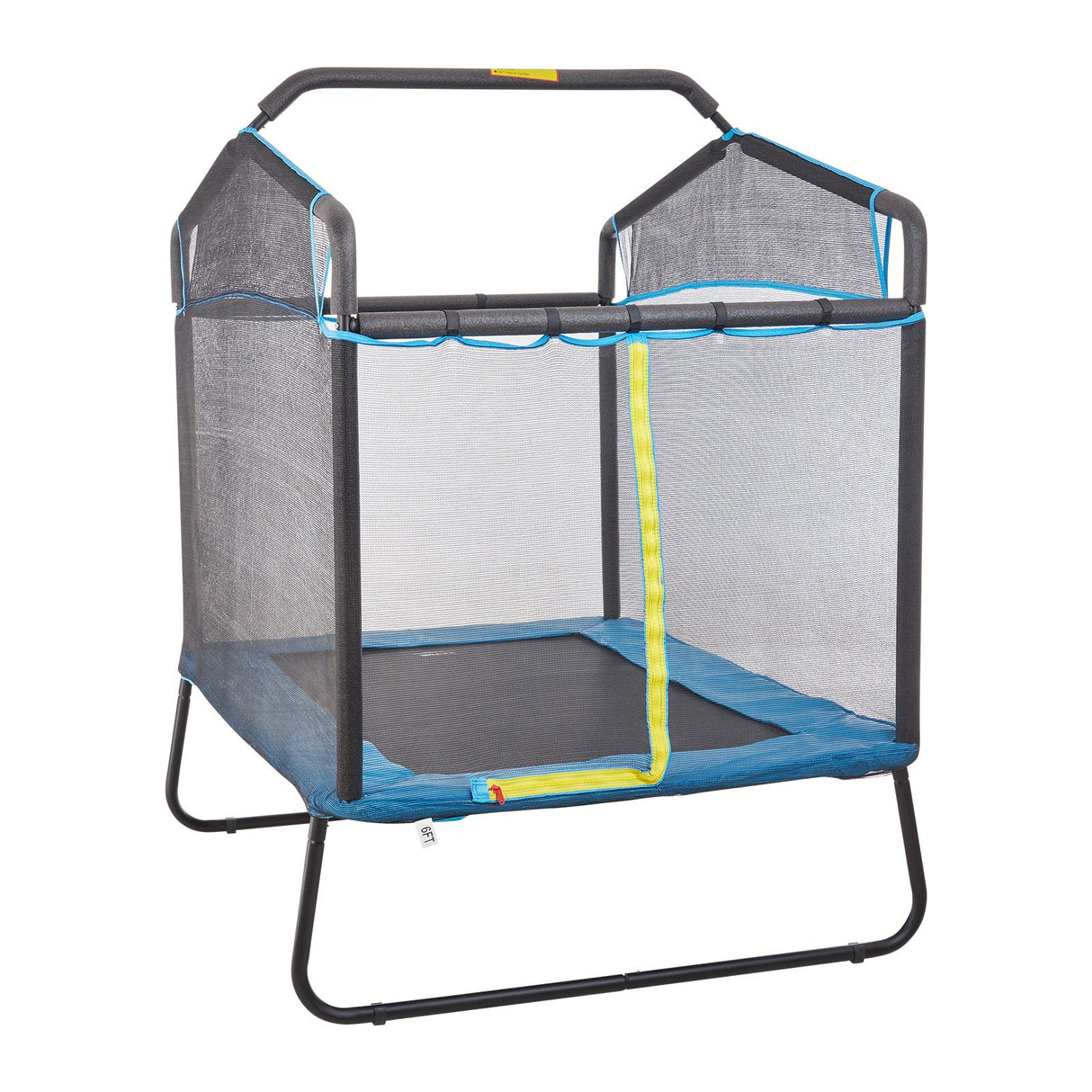 Colourful 6ft mini kids trampoline with enclosure net, gymnastics bar and hammock