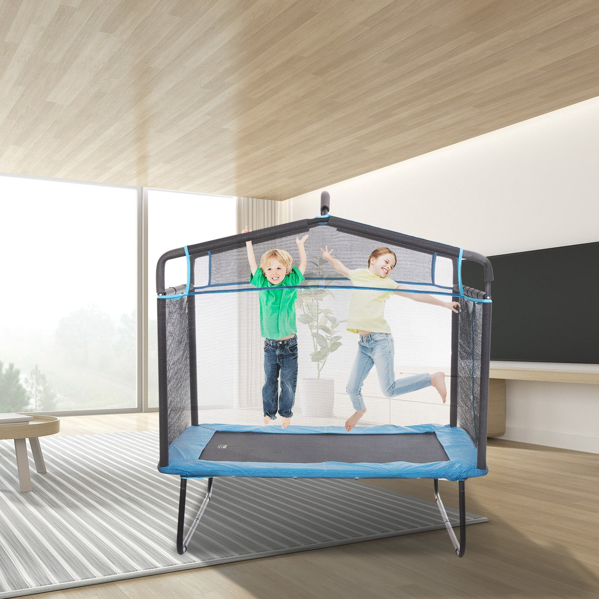 Tanby Mini Trampoline with Enclosure and Gymnastics Bar, 6ft