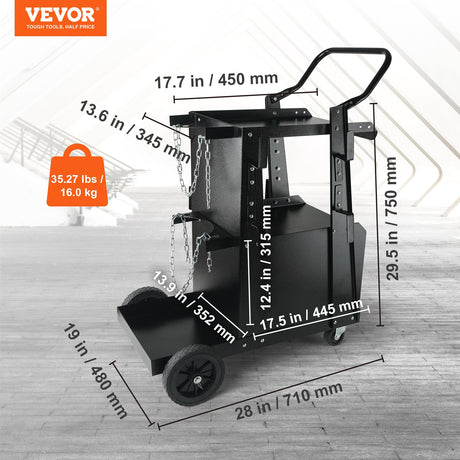 2 Tier Welding Cart with Lockable Cabinet 265lb