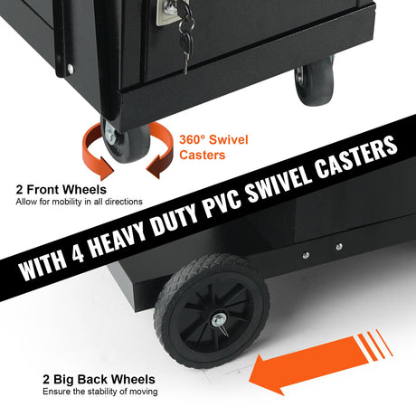 2 Tier Welding Cart with Lockable Cabinet 265lb