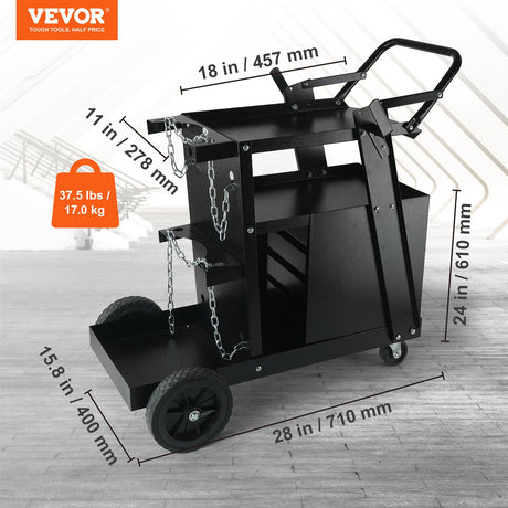Welding Trolley Cart 2 Tier 4 Drawer With Gas Bottle Storage