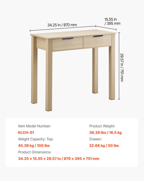 VEVOR Small Desk with Drawer Kids Desk for Bedroom Simple Study Table Light Wood