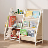 Kids Bookshelf with Sling Book Rack and Storage Bag, 3 Tier
