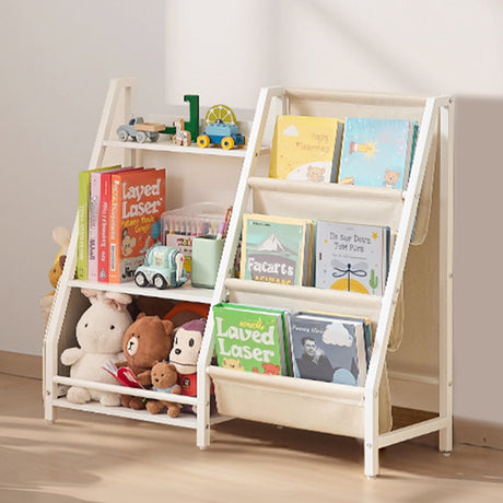 Kids Bookshelf with Sling Book Rack and Storage Bag, 3 Tier