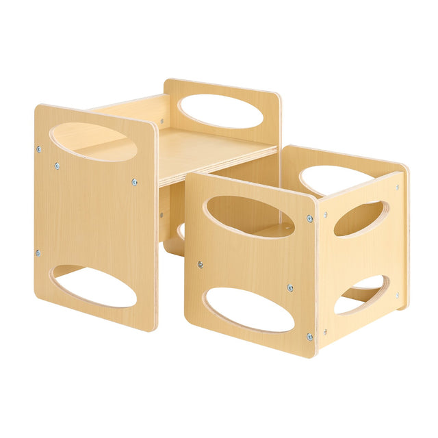 Montessori Weaning Table and Chair Set, Adjustable Height, Natural
