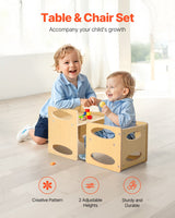 Montessori Weaning Table and Chair Set, Adjustable Height, Natural