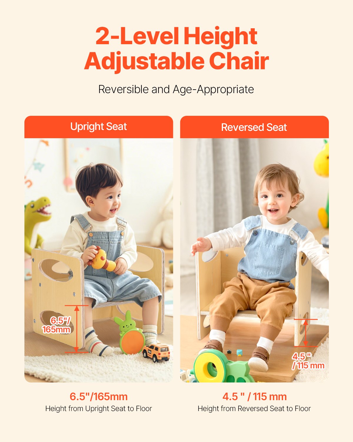 Montessori Weaning Table and Chair Set, Adjustable Height, Natural