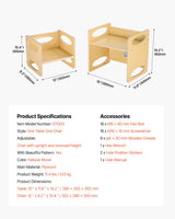 Montessori Weaning Table and Chair Set, Adjustable Height, Natural