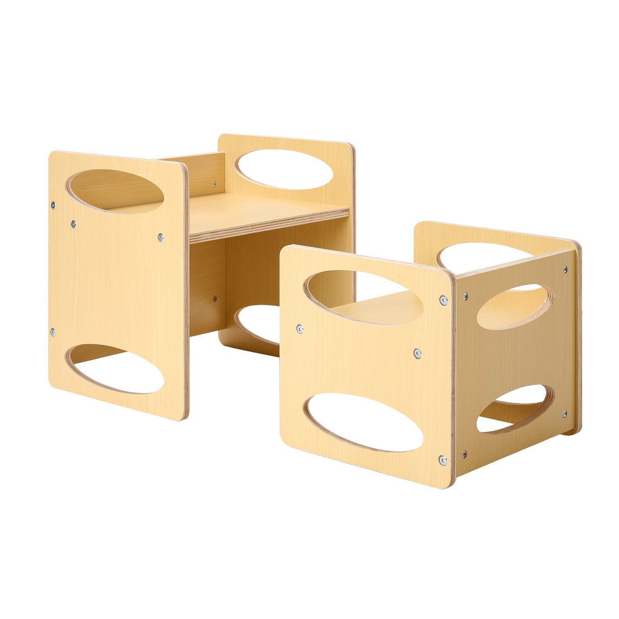 Montessori Weaning Table and Chair Set, Adjustable Height, Natural