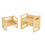 Montessori Weaning Table and Chair Set, Adjustable Height, Natural