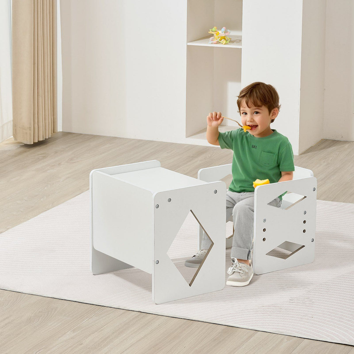 Montessori Weaning Table and Chair Set, White - view 8
