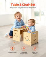 Montessori Weaning Table and Chair Set with Chalkboard, Natural - view 2