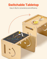 Montessori Weaning Table and Chair Set with Chalkboard, Natural - view 5