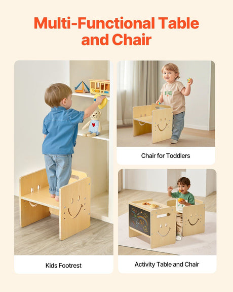 Montessori Weaning Table and Chair Set with Chalkboard, Natural - view 6