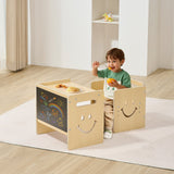 Montessori Weaning Table and Chair Set with Chalkboard, Natural - view 8